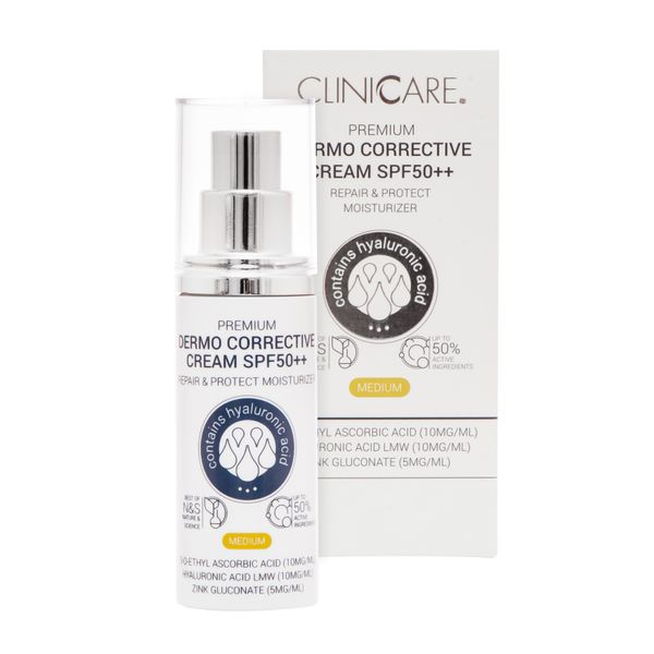 CLINICCARE Koreguojamasis kremas SPF50++ su spalva (medium)